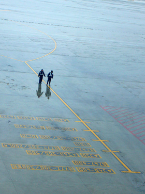 Ground handlers at Pudong International Airport